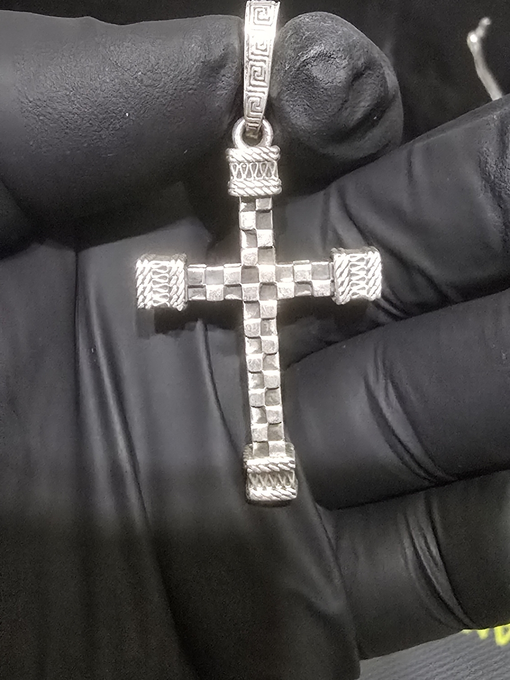 Vintage TAXCO Sterling Silver Square Byzantine Cross Pendant